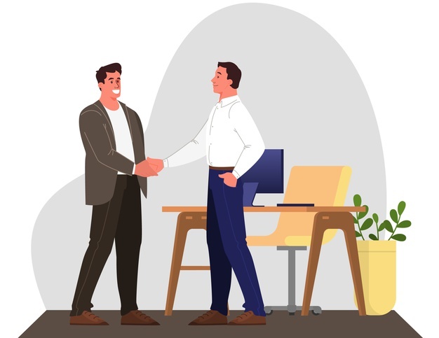 Illustration of business professionals building a trusted partnership